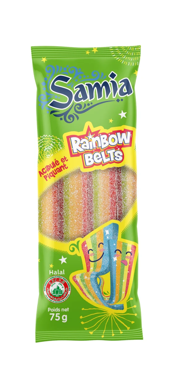 Bonbon rainbow belts halal 75G Samia