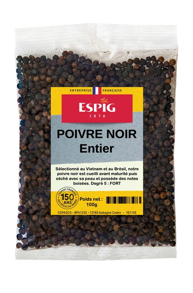 Poivre noir entier 100g Espig