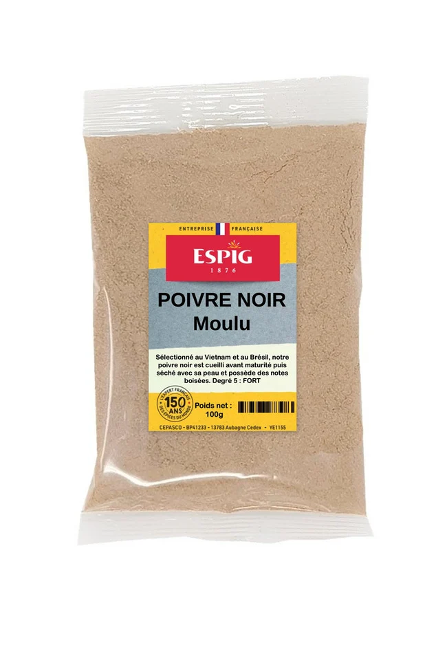 Poivre noir moulu 100g Espig
