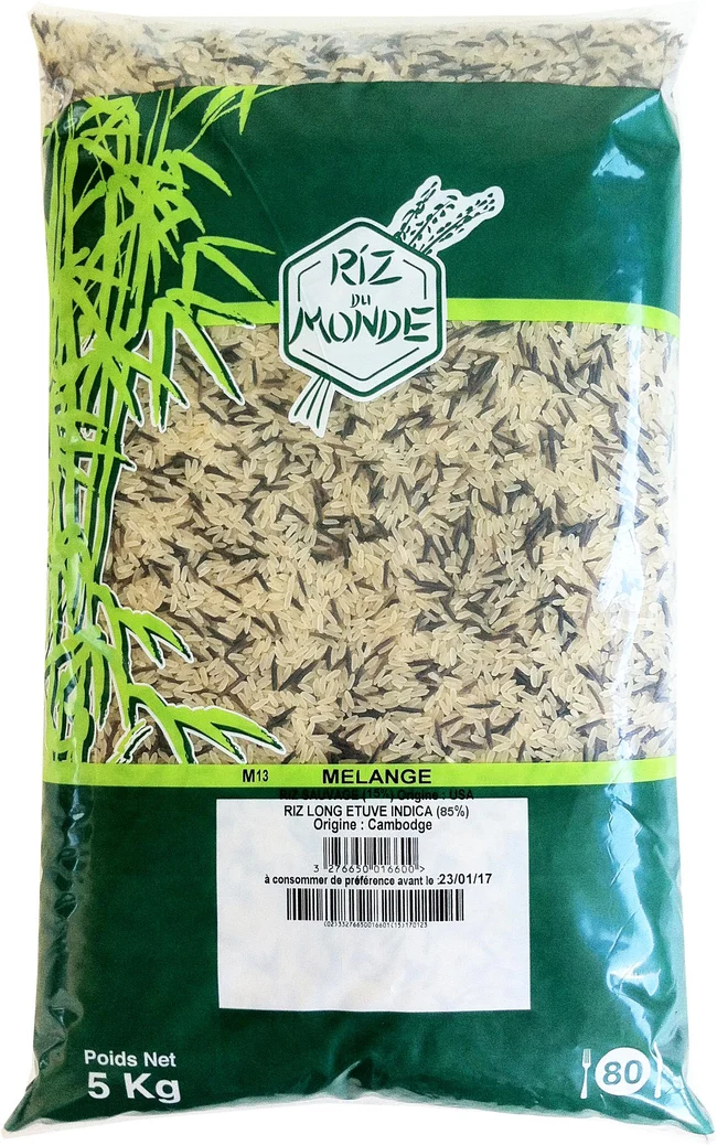 Riz mélange étuvé et sauvage 5 kg Riz Du Monde